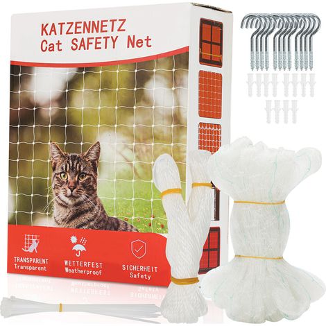 Randaco Red protectora Balcón Red para gatos Red de seguridad para 3x8m