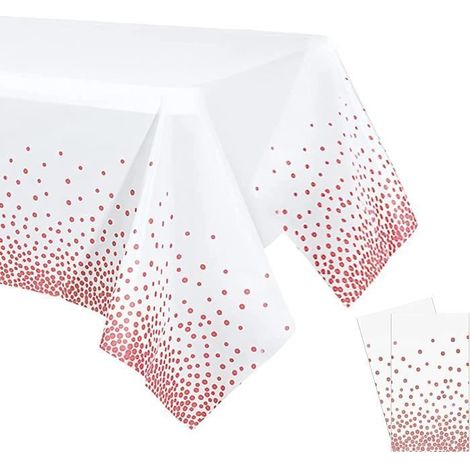 2 Pièces Nappes Jetables,Nappes Fête Rectangulaires à Pois Blancs et Dorés pour Mariages,Fêtes d'anniversaire (137 x 274 cm)Or (1/4)