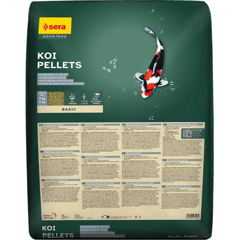Granulés Sera Koi - Aliment d'été avec 4 % de spiruline pour koïs - 40 L (5 kg)