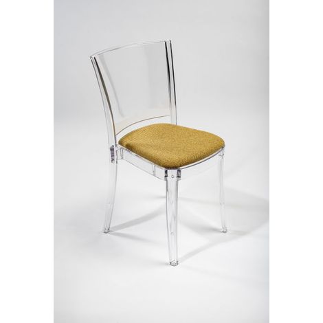 Sedia trasparente con cuscino imbottita Lucienne - TESSUTO TREVIRA CANVAS Colore cuscino Giallo (1/5)