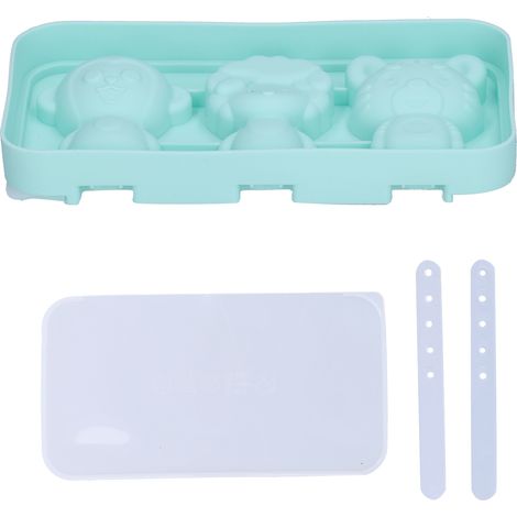 Moule à Glace Silicone Animaux avec Bâtonnets - Formes Singe, Mouton, Tigre et Couvercle (1/5)