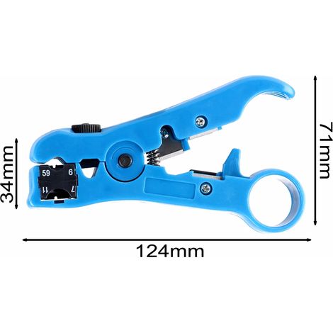 Pince à dénuder électrique multifonctionnelle Outils Pince à fil de câble coaxial Cutter Striper pour UTP / STP RG59 RG6 RG7 RG11 bleu (1/4)