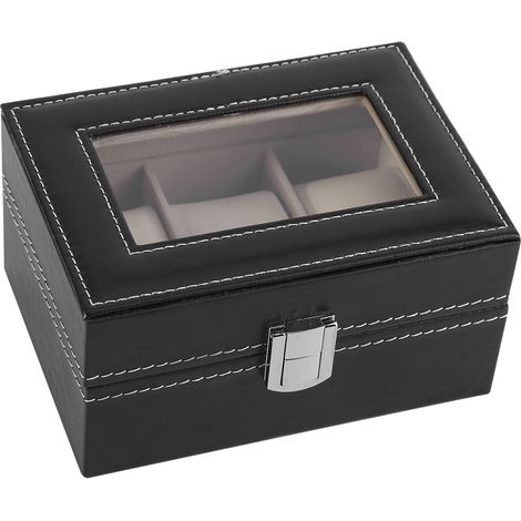 Écrin de rangement 3 compartiments en cuir PU de haute qualité pour montres et bijoux, coffret de présentation et organisation, modèle 1 pièce.