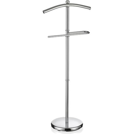 Idimex – Valet de chambre métal chromé – Hauteur 109 cm – Support pantalon et cintre inclus – Design élégant pour chambre (1/3)