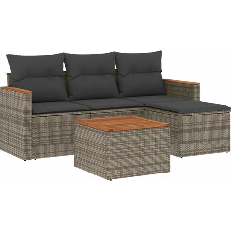 Maison Exclusive - 5-tlg. Garten-Sofagarnitur mit Kissen Grau Pol