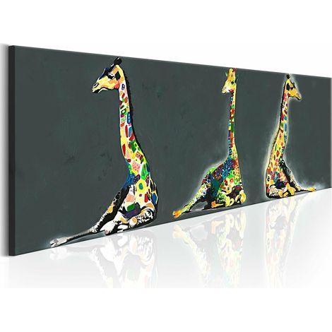 Tableau girafes colorées - 135 x 45 cm (1/4)