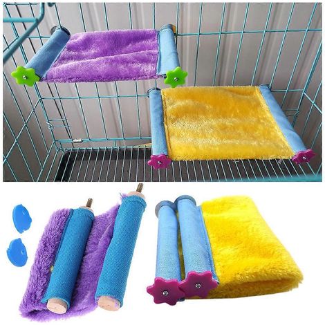 Nid d'oiseau chaud, niche d'hiver, hamac suspendu, perchoir, plateforme en peluche pour perroquet, calopsitte, perchoir africain pour GS-Purple (1/4)