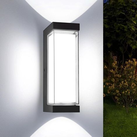 Applique murale extérieure LED 24W – 3000 lm, 6500K blanc chaud, IP65 étanche, design double abat-jour, lampe murale pour porche et façade (1/4)