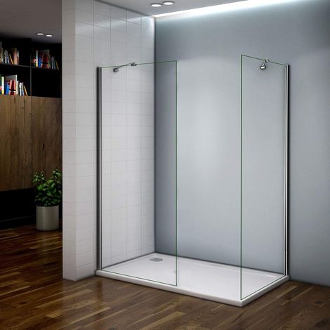 200cm Doppio Walk-in Con Due Barre Stabilizzatrici 45cm Vetro Temperato Pareti Doccia Una Larga 50cm L'altra 50cm Piatto Doccia 100x70cm (1/5)