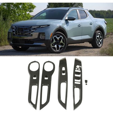 Garniture de panneau de boutons de commande de porte et de fenêtre (ensemble de 6 pièces) en texture fibre de carbone pour Hyundai Santa Cruz 2022+ (conduite à gauche) (1/5)