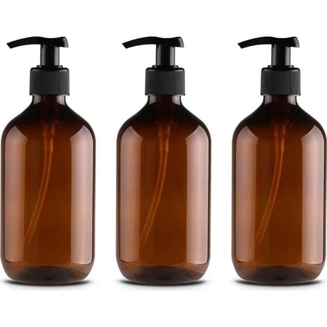 3Pcs 300ml Flacons Pompes, Bouteille de Shampooing, Distributeurs de Liquide Rechargeables Flacon Distributeur, Bouteille Vide Rechargeable de PompeBouteilles de Pompe à Savon Vides Rechargeables (1/5)