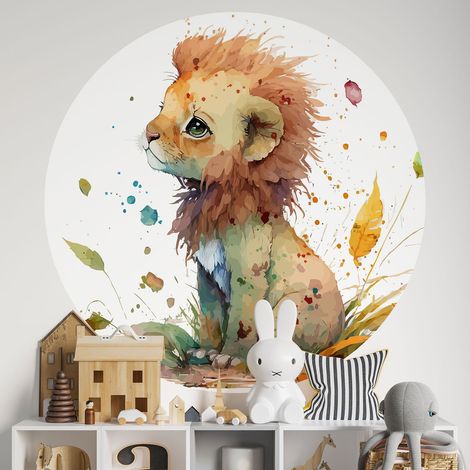 Papier peint rond / cercle Enfants - Lionceau - 1379 - Diamètre 50 cm (1/2)
