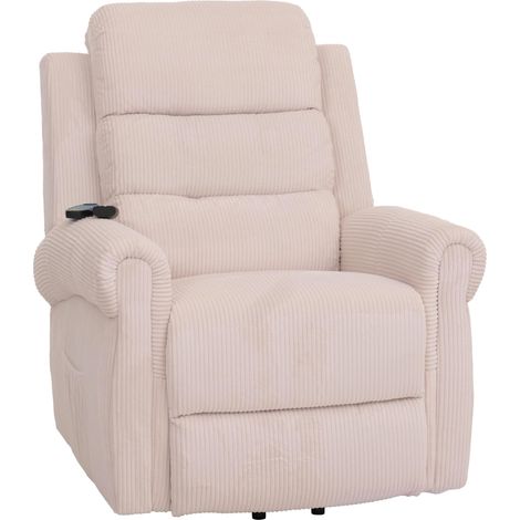 Fernsehsessel HHG-722, Relaxsessel, Liegefunktion Aufstehhilfe Massage Heizfunktion, Stoff (220g/m²) Cord creme-weiß (1/5)