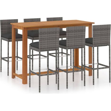 Maison Exclusive - Set da Bar da Giardino 7pz con Cuscini Grigio