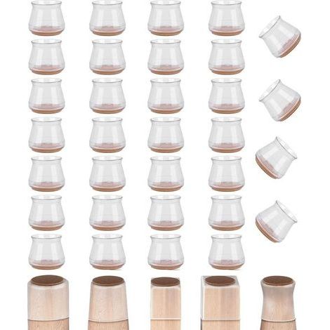 Protection Pied de Chaise, Patins pour Meubles pour Sols en Bois Dur, Protection Pied de Chaise Silicone pour Protéger Le Sol des Rayures et du Bruit, Transparents/16 PCS Petit (1/5)