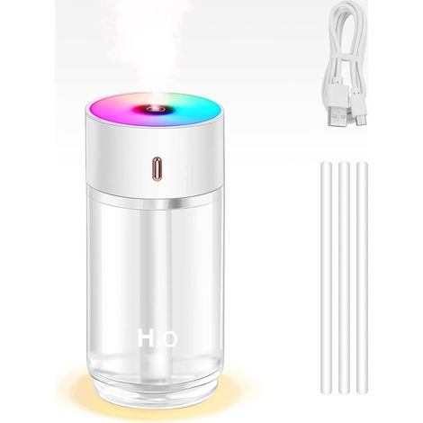Mini humidificateur d'air ultrasonique avec 7 lumières respirantes de couleur, arrêt automatique, 2 modes de brumisation, humidificateur bébé USB (1/5)