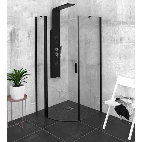 Cabine de douche ZOOM BLACK Quadrant 900x900mm, verre clair, gauche (1/4)