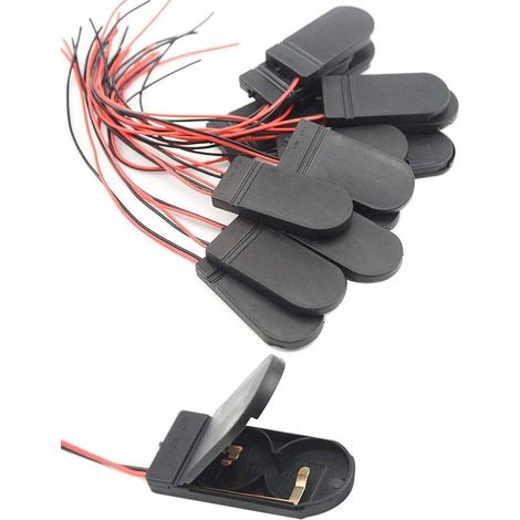Lot de 20 Porte-Piles, Supports de Batterie de 2 Cellules de Bouton CR2032, Piles Bouton CR2032 2 x 3V avec Commutation Marche/Arret Interrupteur, Noir (1/5)
