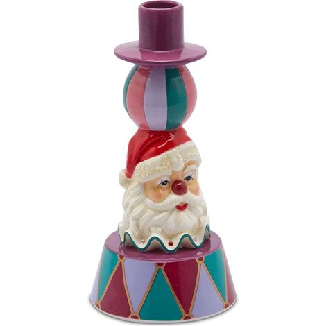 EDG Enzo De Gasperi Portacandela Natale Santa Clown H 21 Cm D 10 Cm Multicolor