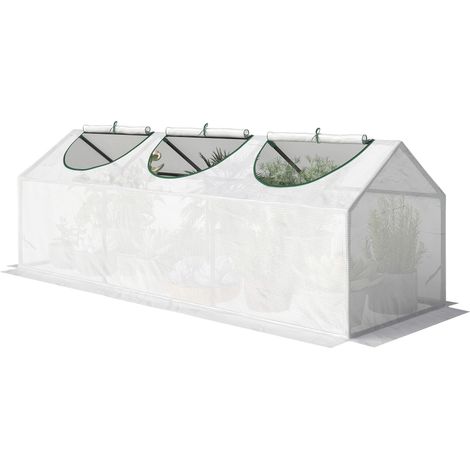 Serre de jardin mini serre 3 fenêtres enroulables couverture en PE haute densité 140 g/m² 180 x 60 x 60 cm blanc (1/5)
