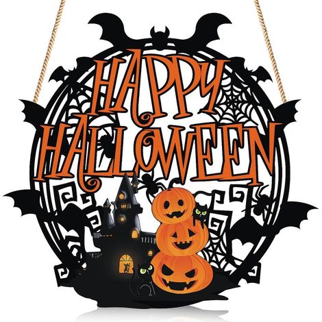 Plaque de Porte Halloween Citrouille – Décoration de Porte d’Entrée pour Intérieur (1/5)