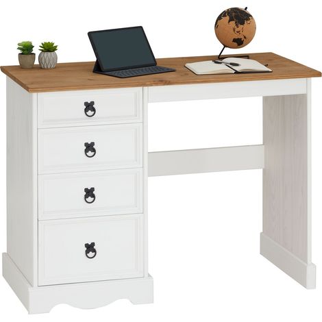 Bureau en bois CAMPO Blanc/Finition teintée