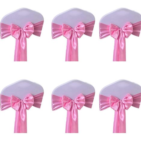 Set mit 6 Satinschleifen für Stühle, mit weichem Band.