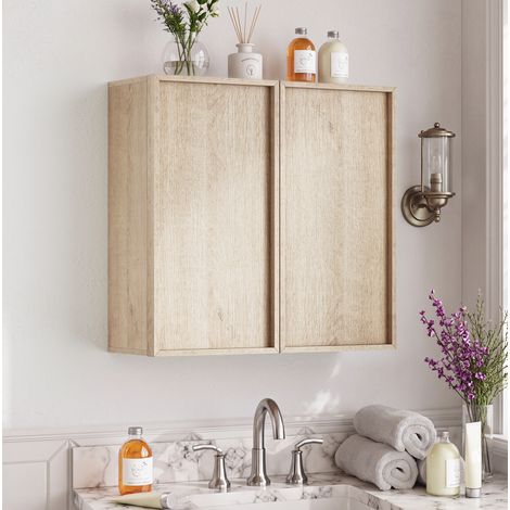 Armario de pared para baño 60x21,6x58 cm en MDF efecto roble FloraGrace (1/5)