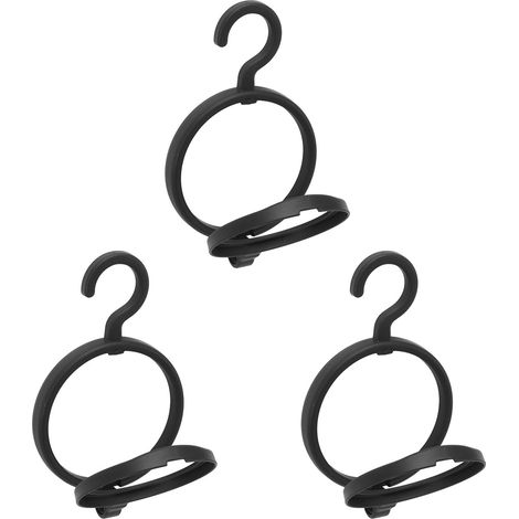 Lot de 3 supports à perruques suspendus, gain de place, portables, en plastique noir, pour la maison et les voyages (1/5)