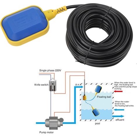 Interrupteur de contrôle automatique du niveau du flotteur de la pompe à eau, câble de 10 m, exclusivité entrepôt à l'étranger. (1/5)