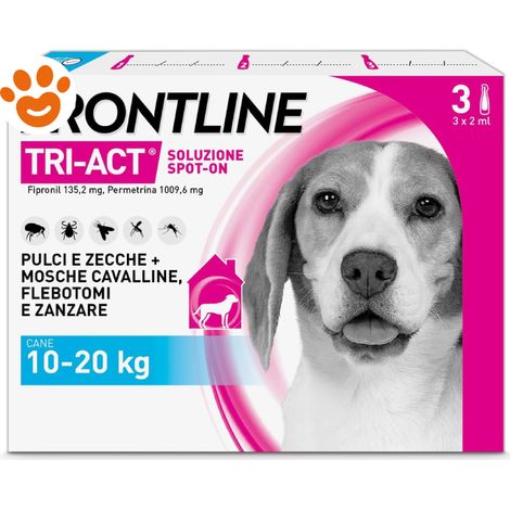 Frontline Dog Tri-Act (10-20Kg) - Confezione 3 Pipette - Antiparassitari CANE