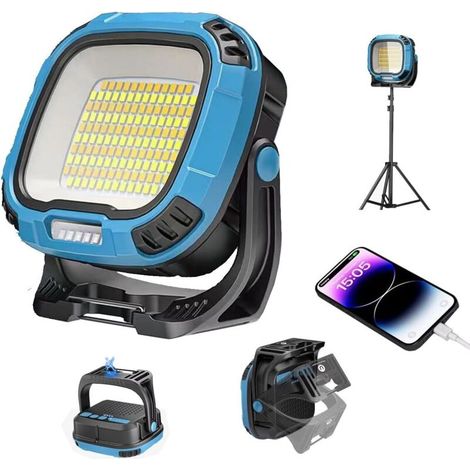 Projecteur de travail LED rechargeable,étanche, pliable et portable, avec base magnétique , lampe de travail COB d'urgence USB pour le camping et la réparation automobile10845113mm (1/5)