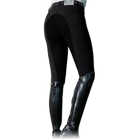 Damen-Reithose mit hohem Bund und elastischem Bund, schmale Passform, im Rennstil – Größe 3XL – Schwarz (1/5)