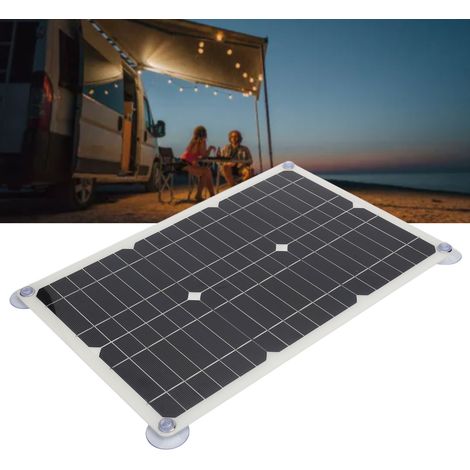 Panneau solaire monocristallin 100 W 42 x 28 cm, régulateur MPPT 18 V, double port USB, contrôleur bleu, kit de fixation pour bouteille (1/5)