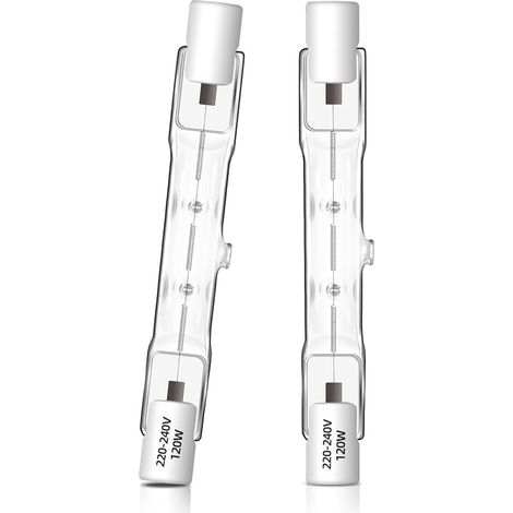 Lot de 2 Ampoule Halogène R7s 78mm 120W Dimmable, J78 Ampoule Halogène Crayon 230V, 1800LM 2700K Blanc Chaud, Projecteur Halogène Linéaire Pour Éclairage Paysager, Sécurité, Lampadaire (1/5)