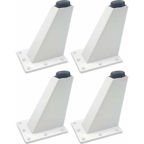 Lot de 4 pieds de meubles, pieds de meubles triangulaires réglables en alliage d'aluminium, pieds d'armoires de cuisine, faciles à installer, belle mode, couleurs noir et blanc en option (blanc, 8 (1/3)