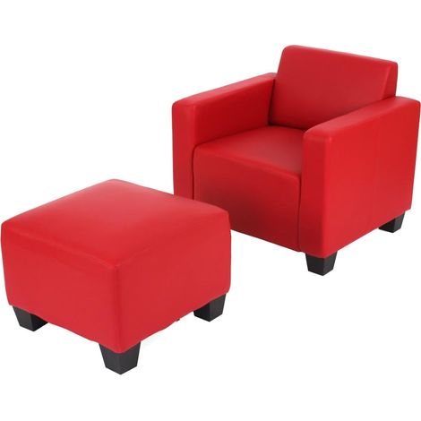 [NEUWERTIG] Modular Sessel Loungesessel mit Ottomane Moncalieri, Kunstleder rot