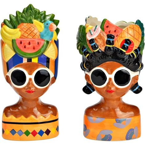 Deux vases femmes avec des fruits 10x20x10cm (1/4)