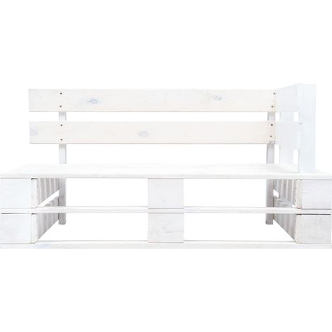 vidaXL Banco esquinero de palés para jardín madera blanco (1/2)