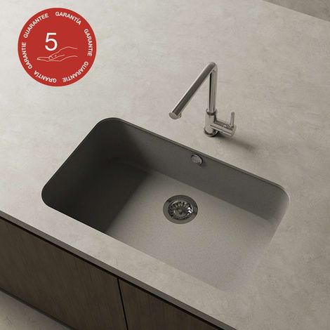 Cuve sous plan POALGI, GANDIA 195, Granit, Gris Ash, 74 cm, 1 bac