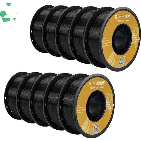 Filament d'imprimante 3D, bobine de 10KG, diamètre de 1,75 mm, PETG 10KG Noir (1/2)