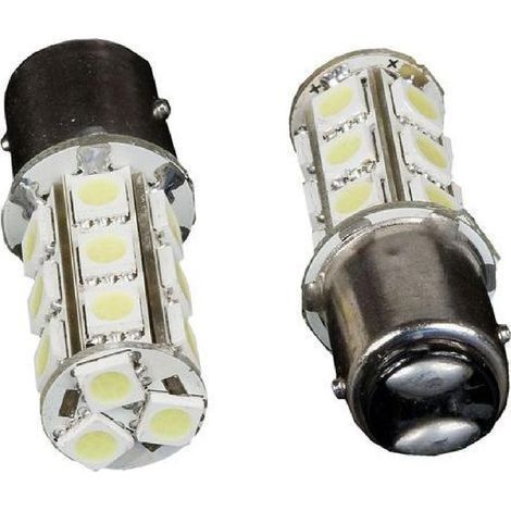 2 LAMPE BLANCHE POUR FEUX DE STOP OU FEUX DE POSITION 18 LED BAY15D P21-5W