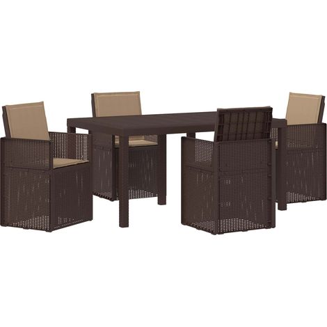 Set da Pranzo per Giardino 5 pcs Marrone e Tortora PP vidaXL