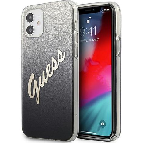 Coque Guess à paillettes dégradées noires pour iPhone 12 mini