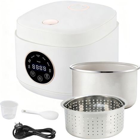 Cuiseur à riz 2 l, cuiseur à riz et cuiseur vapeur à faible teneur en glucides, avec minuterie de retard de 24 heures et fonction de maintien de la chaleur de 8 heures – pour le riz blanc, la (1/5)
