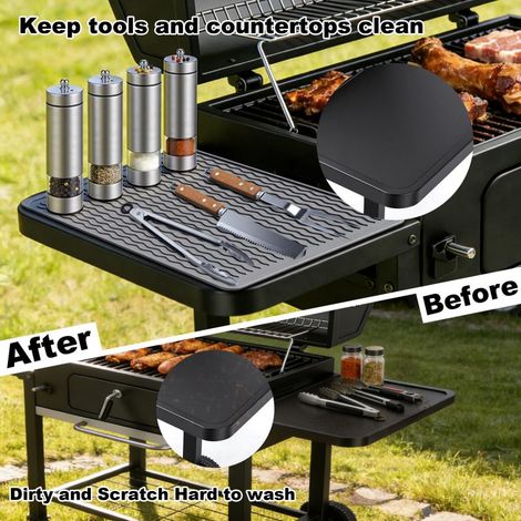 Irovami Tapis de protection thermique en silicone 40x30cm , Accessoire BBQ – Résiste à 230°C, pour Blackstone, Weber, Traeger – Gris (1/3)