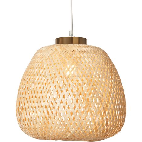 Litecraft Naya Light Shade 33cm Woven Bamboo Easyfit Ceiling Lampshade - Natural (1/5)