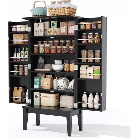 CHICFURN Aparador de cocina 120 x 59 x 30 cm de MDF negro, estilo vintage, 2 puertas (1/5)