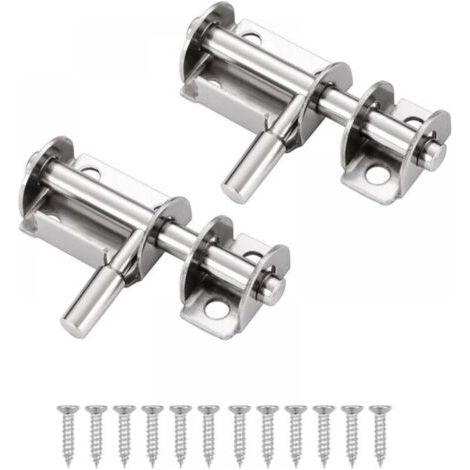 2 Pcs Loquet Porte Targette Acier Inoxydable Mini Verrou de Baie Coulissante Convient aux portes de jardin fenêtres entrepôts (Argent) (1/5)