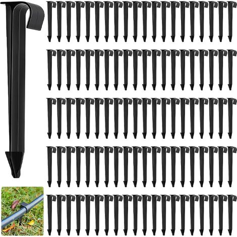 (100 Stück) Schlauchhalterungen für Bewässerungsanlagen, Bodenbefestigung für PE-Erdspieße für Bewässerungsschläuche (Länge 11,2 cm) (1/5)